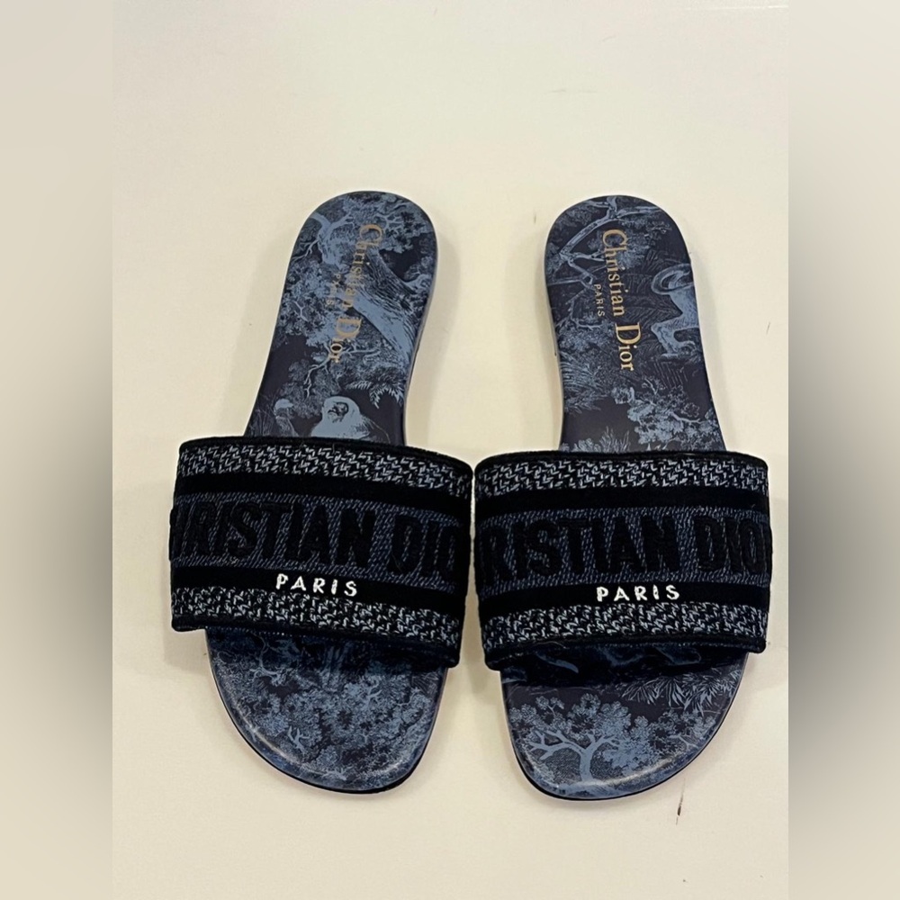 Dior DWay Blue and Black Slide Sandals - Picture 2 of 9